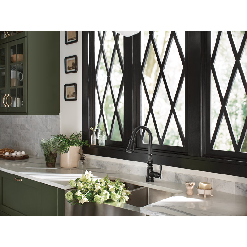 Moen Weymouth One-Handle Pull Down Single Handle Kitchen Faucet with Power Boost, Chrome