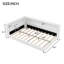 Lit plateforme double tapissier double avec ports USB et ceinture lumineuse à DEL, lit multifonctionnel pour enfants, blanc-2081656200-2081656203