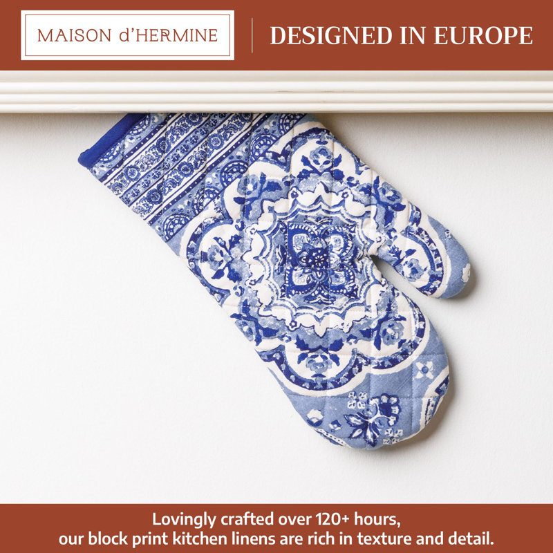 Gant de cuisine 100 % coton Mélodie Bleue Maison d'Hermine - 7,5 po x 13 po
