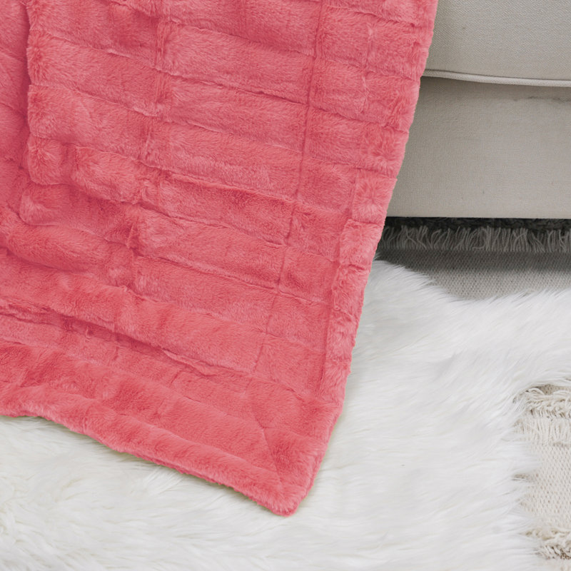 Knitted Throw Blanket, Sugar Coral, 127cm W x 152.4cm L