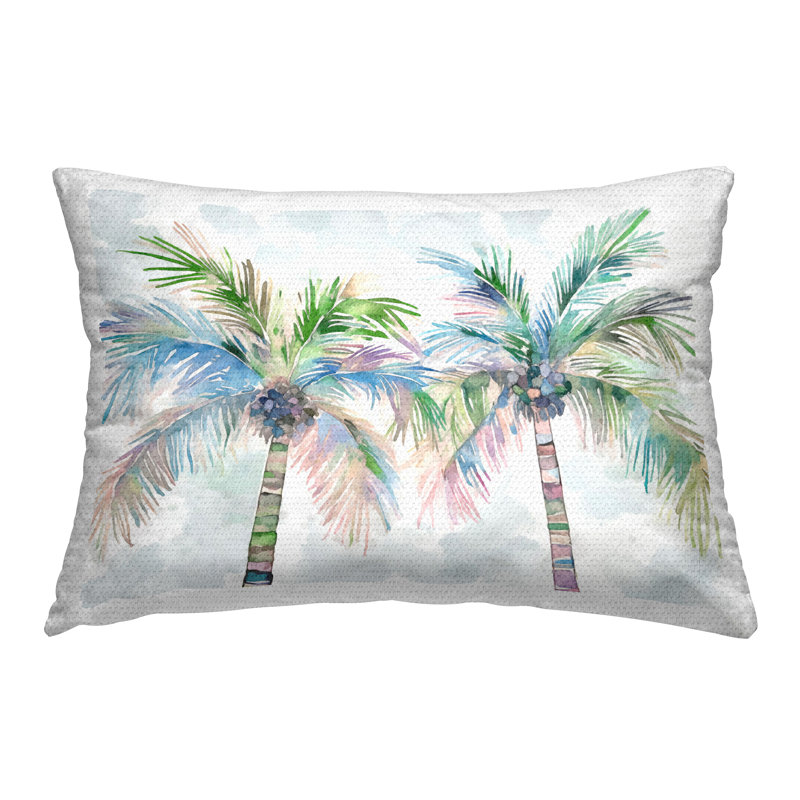 Soft Palm Tree Pair Printed Outdoor Throw Pillow Design by Ziwei Li