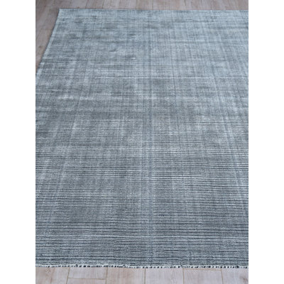 Exquisite Rugs Serenity Handmade Handloomed Nylon/ Bamboo Silk Black Area Rug