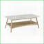 Mid-Century Two-Tone Coffee Table for Living Room, Solid Wood Frame &amp; MDF Storage Shelf