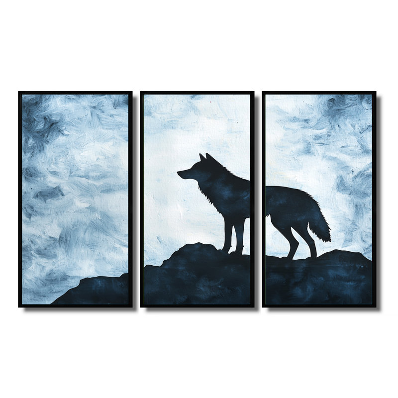 «Forest Wolf Guardian of the Woods IV», ensemble de reproductions d'art mural loup, 28" H x 36" W, Floater Framed Print