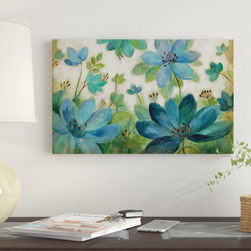 « peacock fleuri », reproduction de peinture à l’acrylique sur toile tendue, H 12 po x l 19 po x P 2 po