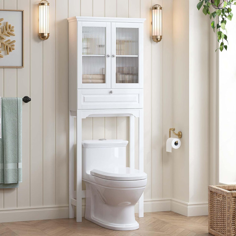Armoire de rangement au-dessus de la toilette avec portes en verre de Muro, organisateur de salle de bain au-dessus de la toilette
