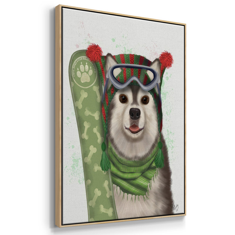 Snowboard de Noël Husky, H 37 po x l 25 po x P 1,5 po, Naturel
