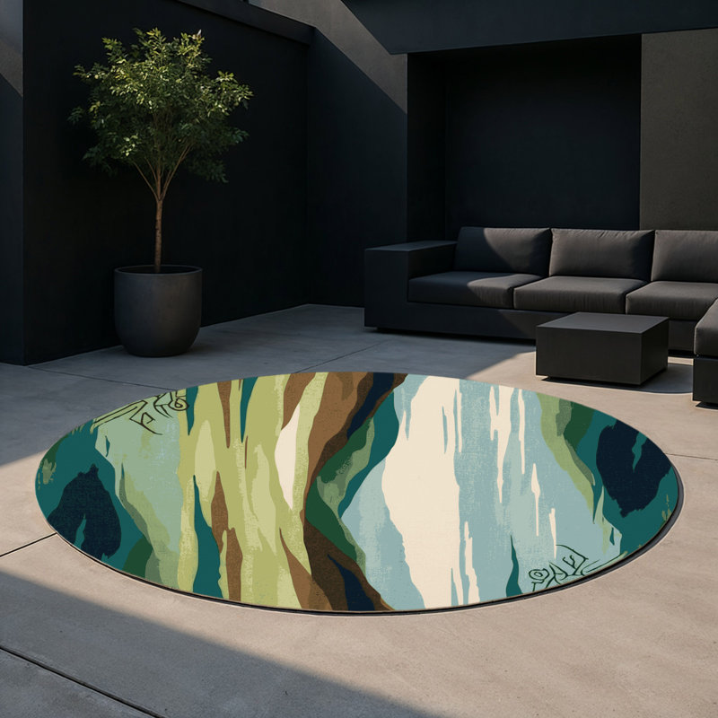 Tapis intérieur et extérieur Celestial Cascade, Rond 5 pi