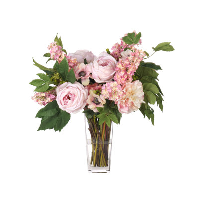 Rose Lilac, Cream Pink, Glass Vase, 20wx20dx23h