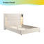 Base de lit rembourrée beige de luxe - tête de lit à oreilles haute, port de charge USB et lampe de lecture réglable, sans sommier-843190217