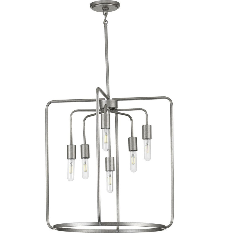 Luminaire suspendu géométrique simple à 6 lumières Sorcha, Argent