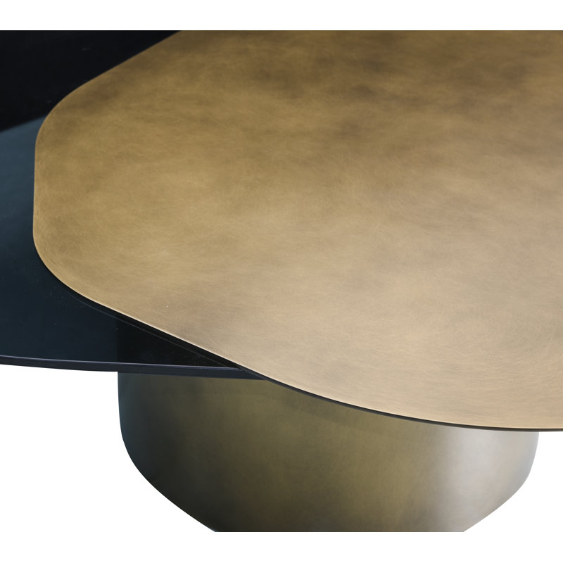 Cerryn Modern Sculptural Irregular Coffee Table with Glass &  Metal Top and Metal Base – Statement Living Room Centerpiece