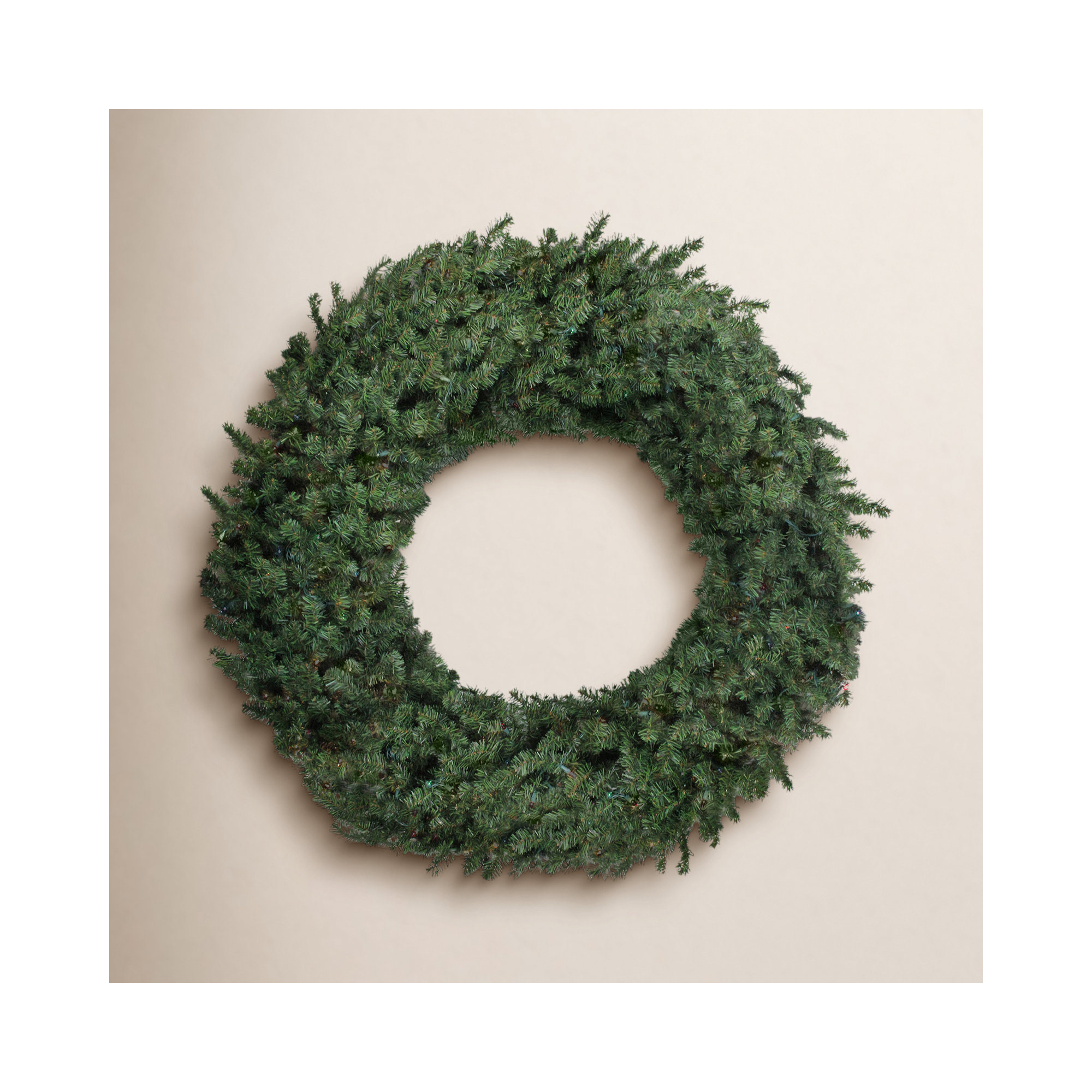 5' Pre-Lit Commercial Canadian Pine Artificial Christmas Wreath, Multi-colored