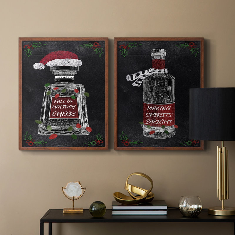 «Holiday Spirits I», reproduction encadrée de qualité supérieure - prête à être accrochée - aucun clou requis - aucun clou requis