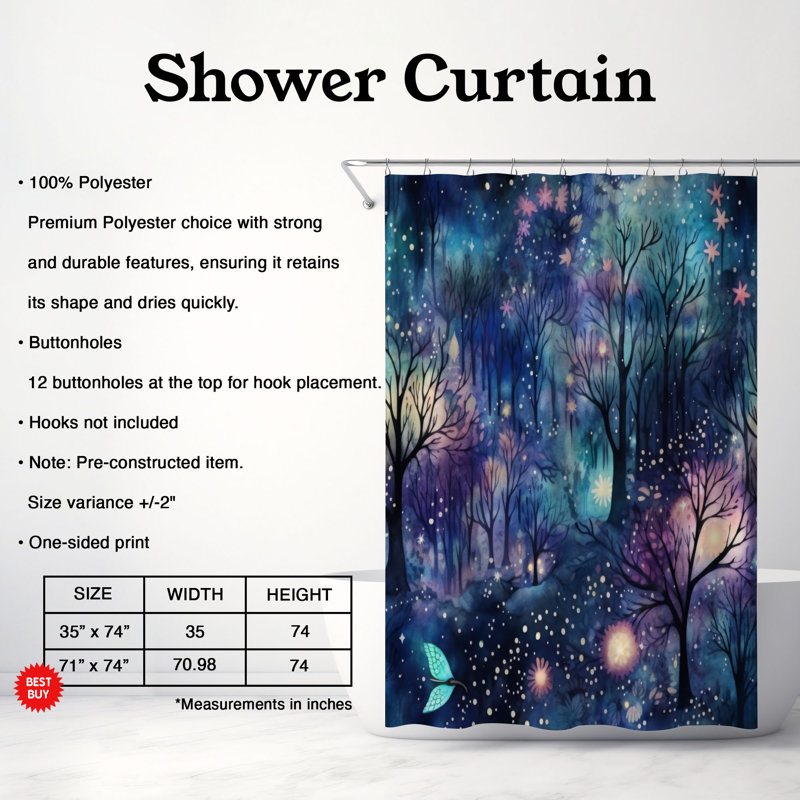 Rideau de douche Forest Retreat - Premium, H 74 po x l 71 po