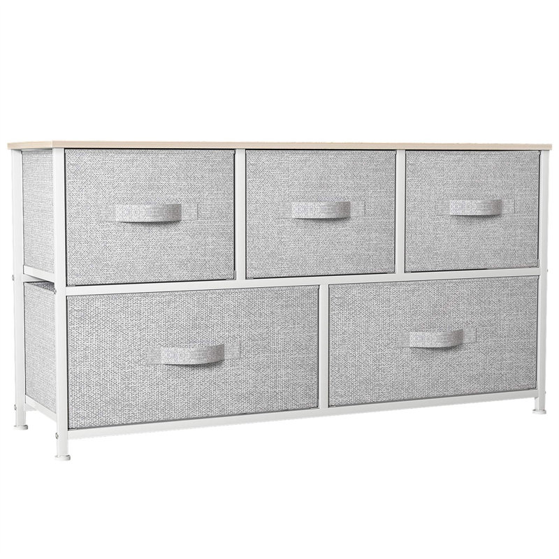 Talamantes 100 cm W Chest of 5 Drawers, Light Grey
