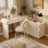 Meuble-lavabo extensible facile à installer de 47,24 po à 90 po, coiffeuse moderne avec 8 tiroirs de rangement, coiffeuse crème en L ou disposition droite pour différentes maisons