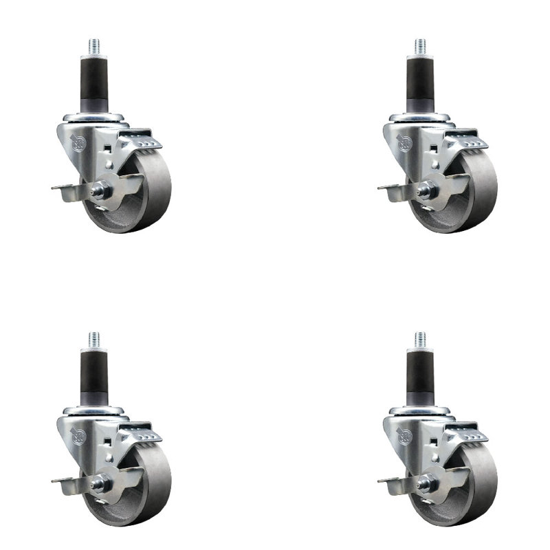 Ensemble de roulettes extensibles semi-pivotantes avec frein SCC TLB 3 po x 1-1 / 4 po
