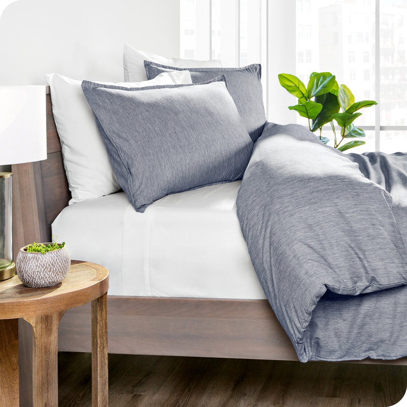 Ensemble de housse de couette et taie décorative en microfibre de qualité supérieure, Bleu chiné