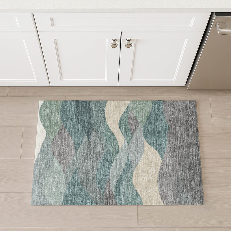 Machine Washable Indoor/Outdoor Jozwiak ACN2378 Coastal Rug, Rectangle 1'8" x 2'6"