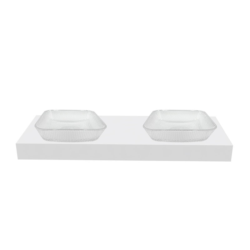 Vasques décoratives carrées 16 "avec base blanche 60", Transparent