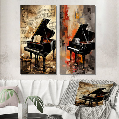 Classical Black Piano Sonata I - Music Piano, ensemble de 2 reproductions d'art sur toile
