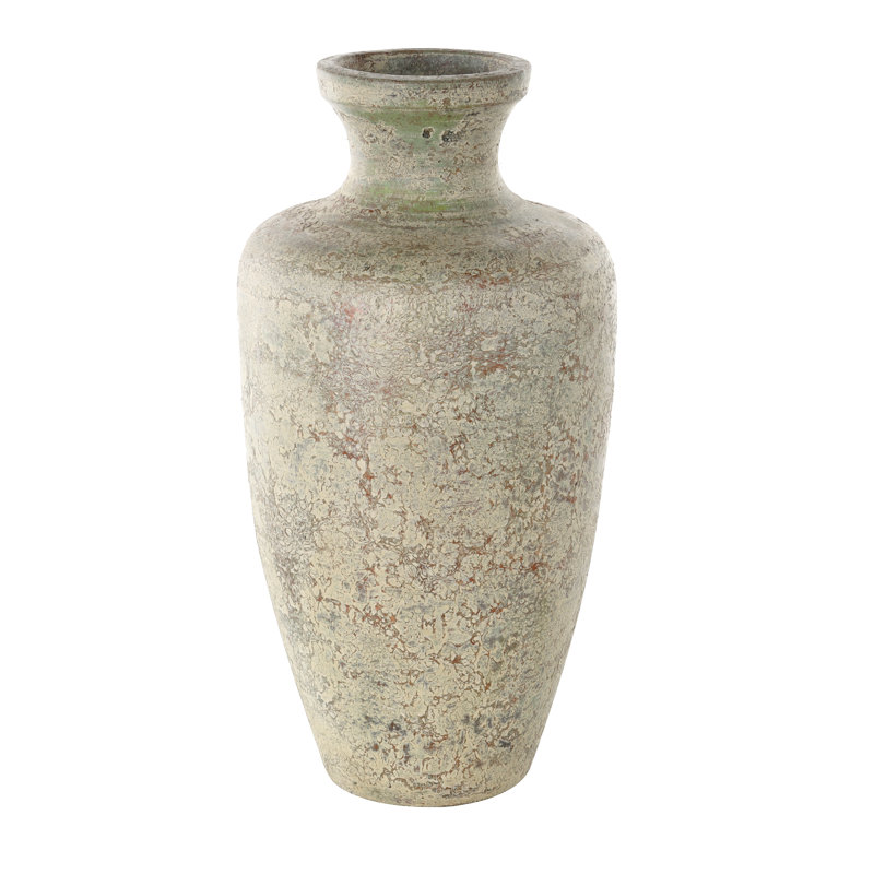 Rustic Cream and Brown Ceramic Urn Vase