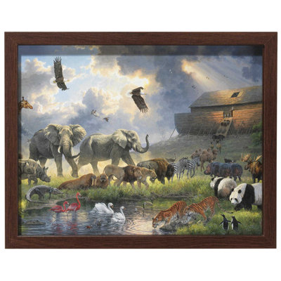 Art mural encadré noyer arche de Noé 14 x 11