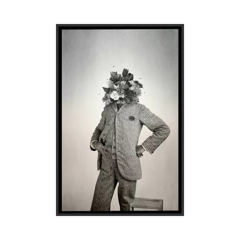 «Flowers», impression sur toile, H 26 po x l 18 po x P 1,5 po, Toile avec cadre noir, Pas de tapis
