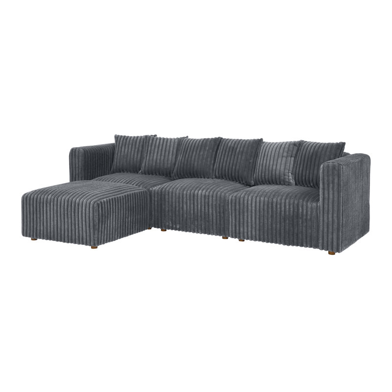 Canapé modulaire Dalmerlington, Fausse fourrure grise foncée