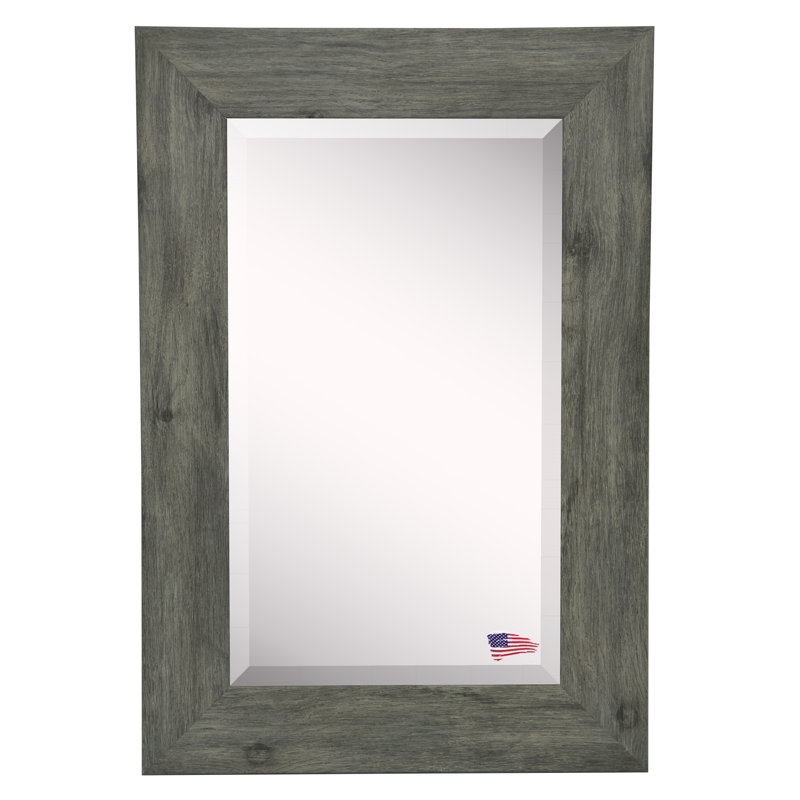 Euin Wood Wall Mirror, 23.5" H x 35.5" W, Gray