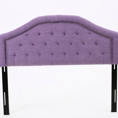 Tête de lit pleine grandeur mauve - rembourrée avec capitonnage à boutons et garniture cloutée fraîche pour lit double