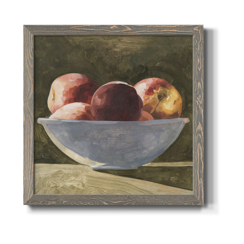 " Bowl Of Peaches II ", 31.5" H x 31.5" W x 1" D, Grey Framed