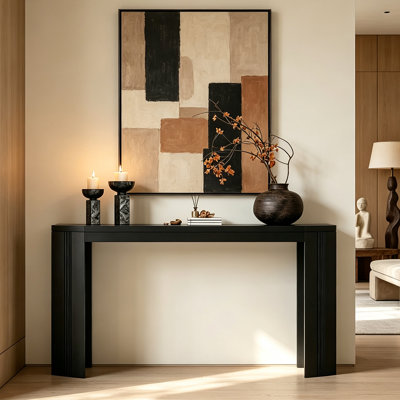 Mid‑Century Solid Pine Wood Console Table