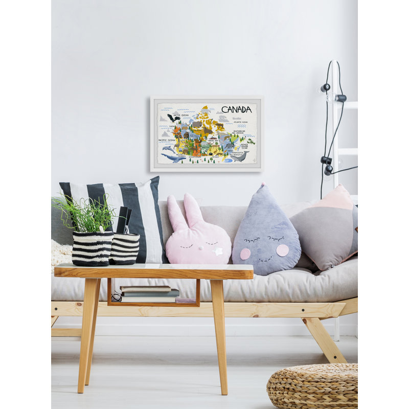 Oldow Oldow Yellow Canadian Map - Single Picture Frame Print, 20cm H x 30cm W