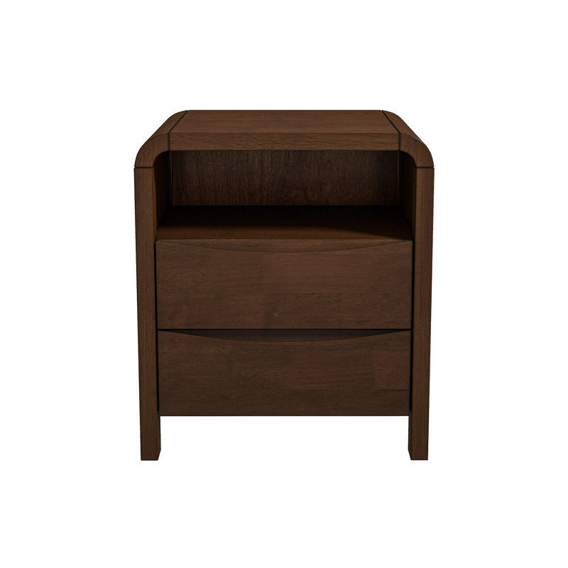 Lionel Mid Century Modern Wood Nightstand 2-Drawer