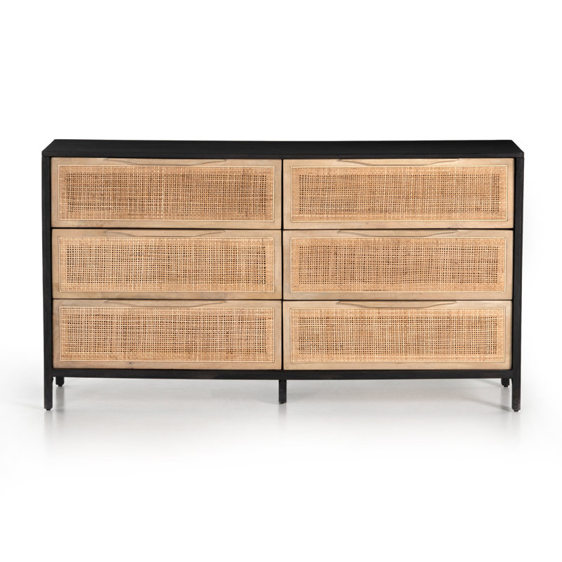 Commode 6 tiroirs Nellie, Beige / noir