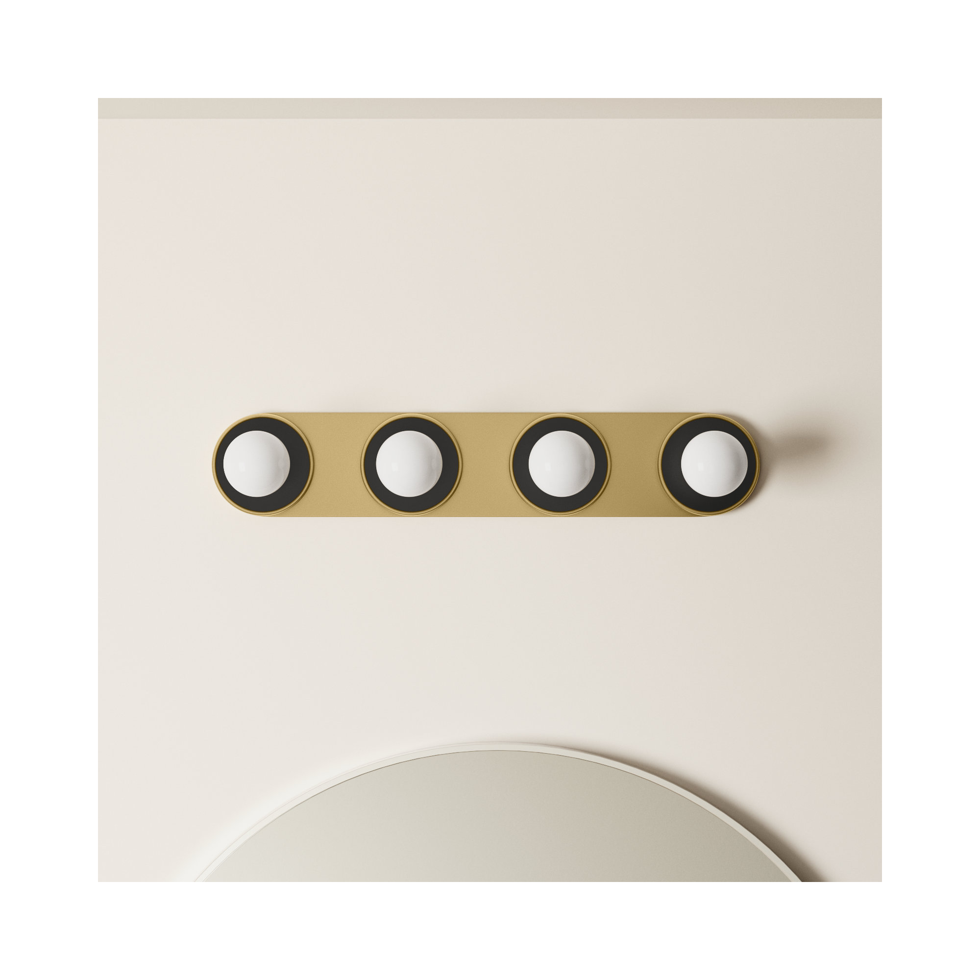 Rocha 4 Light Dimmable Bath Bar, Black/Natural Aged Brass, Yes