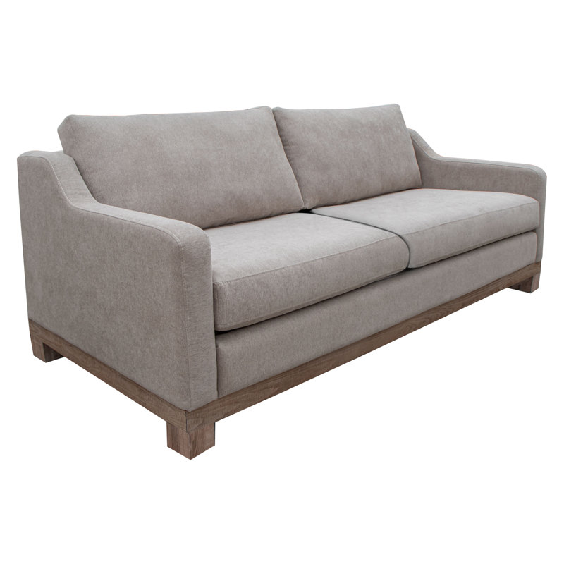 Structure et base en bois Deotis, canapé, Polyester kaki, 90.5''
