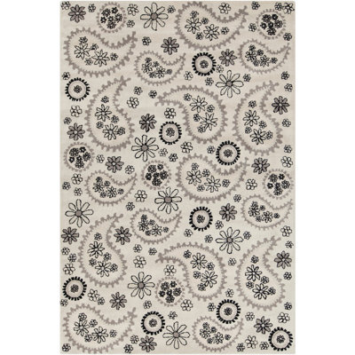 Patricia Authentic Hand-Tufted Handmade Black & Cream Modern Classic Paisley Wool Area Rug