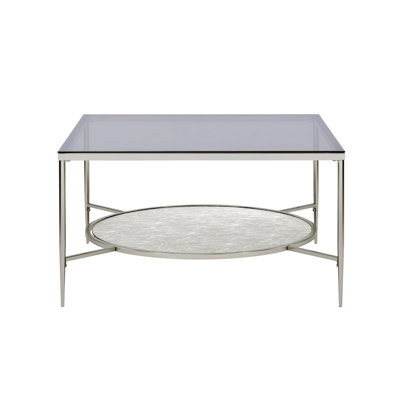 Table basse Solmon avec rangement en chrome