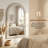 White Wash Beaded Wooden Frame Farmhouse Wall Mirror, Rustic Decorative Mirror for Living Room Bathroom Entryway-1476703329