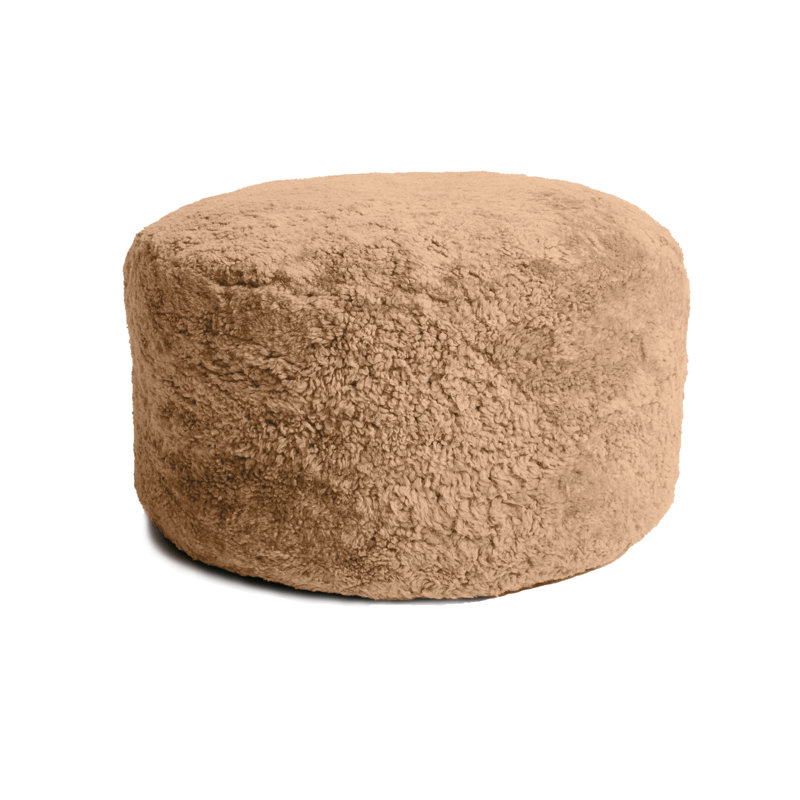 Shorn Curly Sheepskin Ottoman Small, Butterscotch