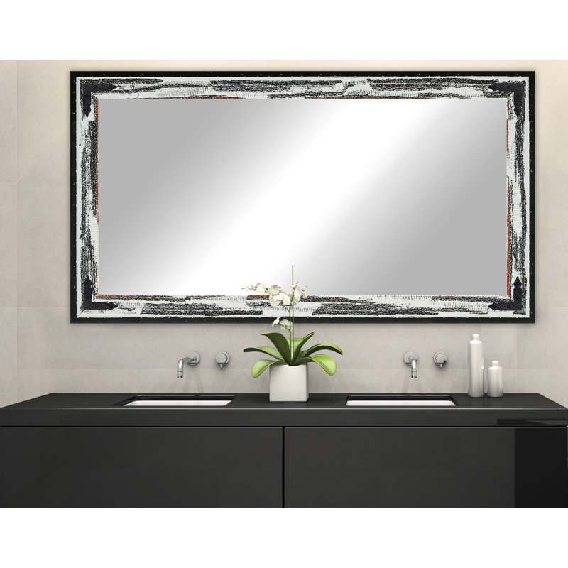 Miroir de salle de bain, H 35 po x l 64 po, Ivoire / noir vieilli