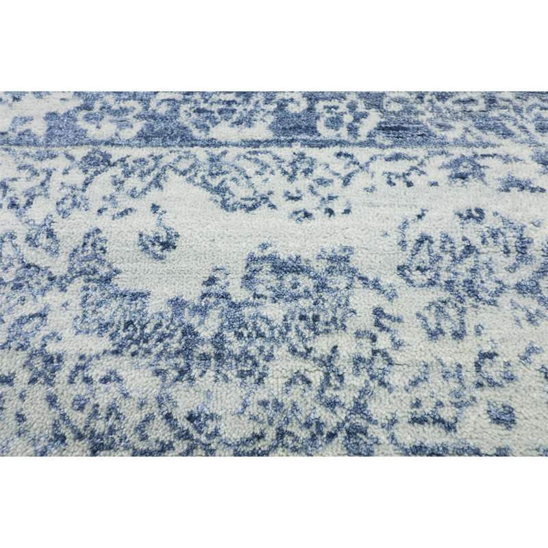 BROKDC140SIBL Floral Area Rug in Blue, Rectangle 6' x 9'