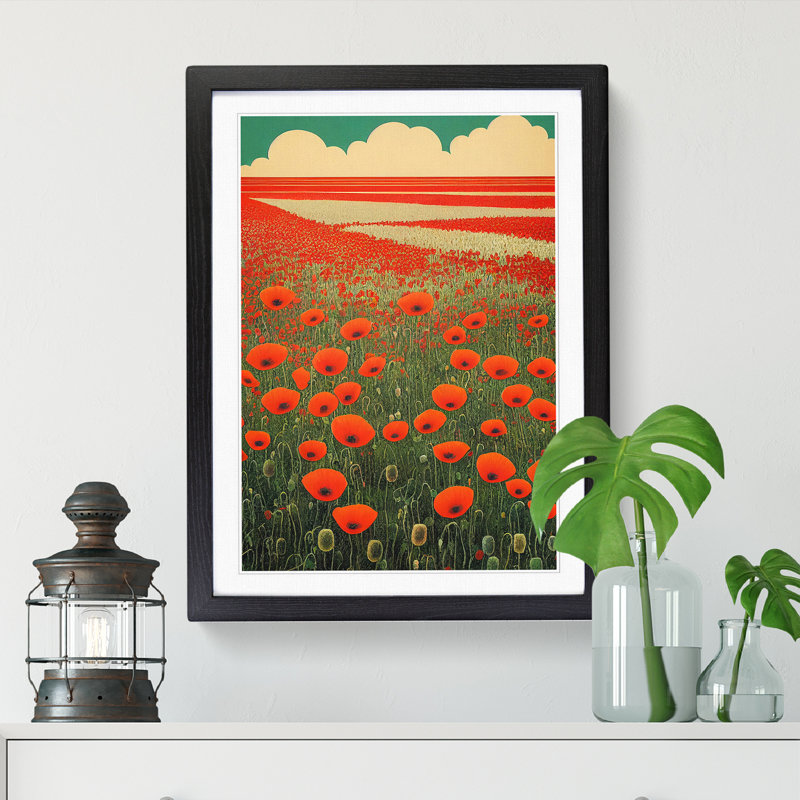 Levester Poppy Field Vol.2 1 Piece Wall Art, 34cm H x 25cm W x 2cm D, Walnut