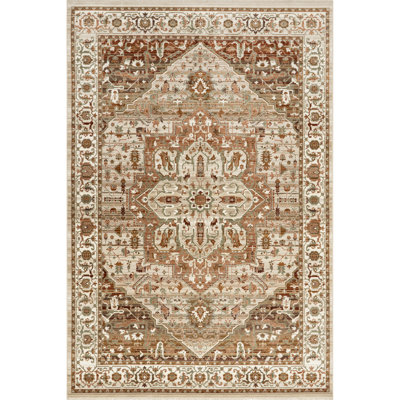 Oliveira Floral Medallion Fringe Area Rug