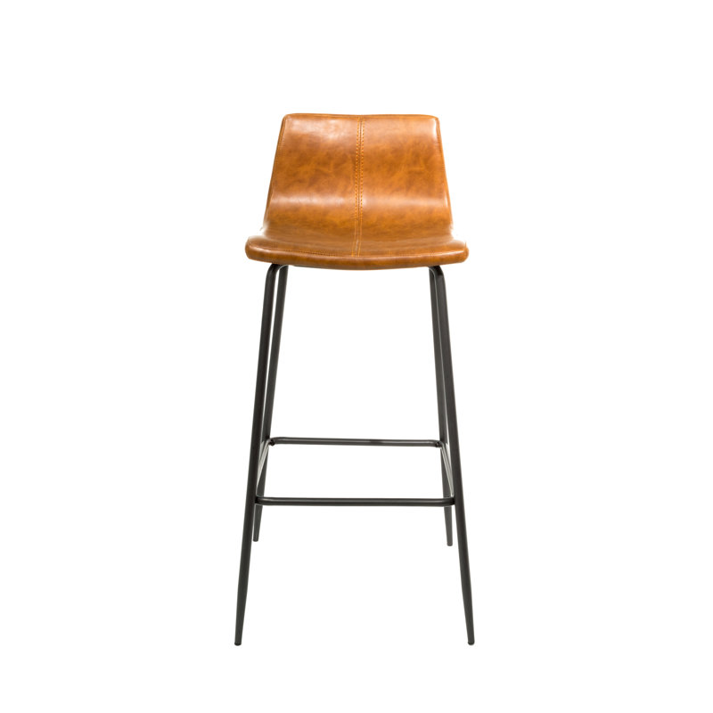 Encinas Upholstered Counter Stool with Metal Frame, Tan