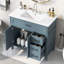 Meuble-lavabo 36 po avec lavabo, armoire de salle de bain avec tiroirs, structure solide et panneau de fibres à densité moyenne, deux ensembles, gris-bleu