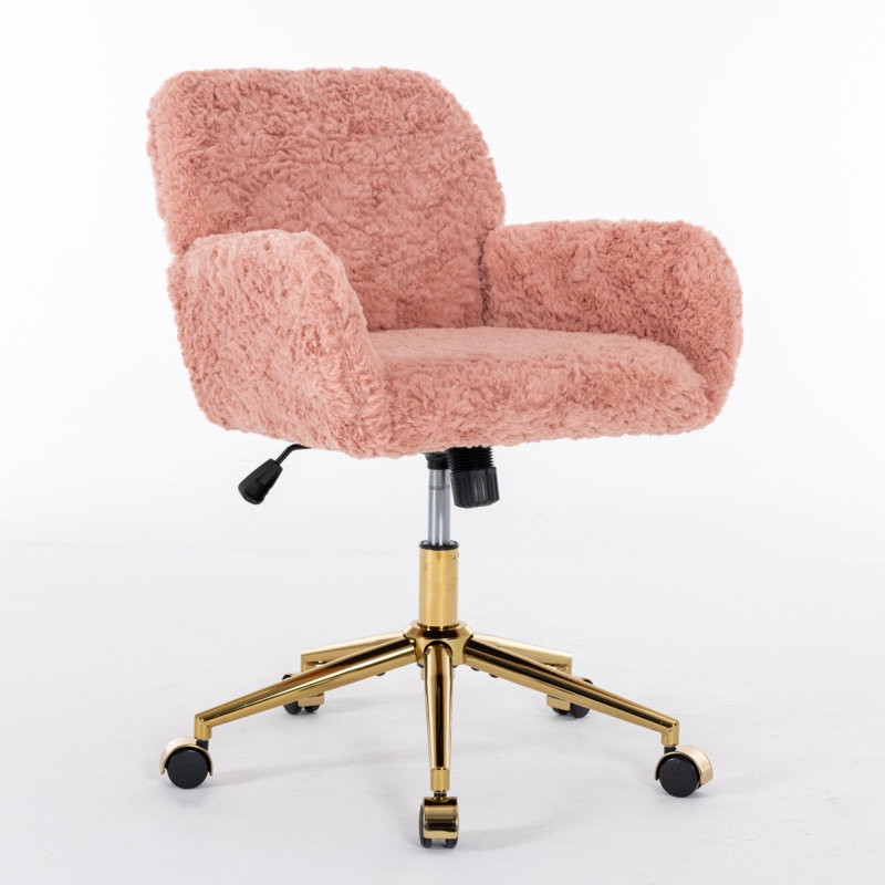 Chaise de bureau, chaise de bureau à poils de lapin artificiel, chaise de bureau pivotante et chaise de coiffeuse réglable